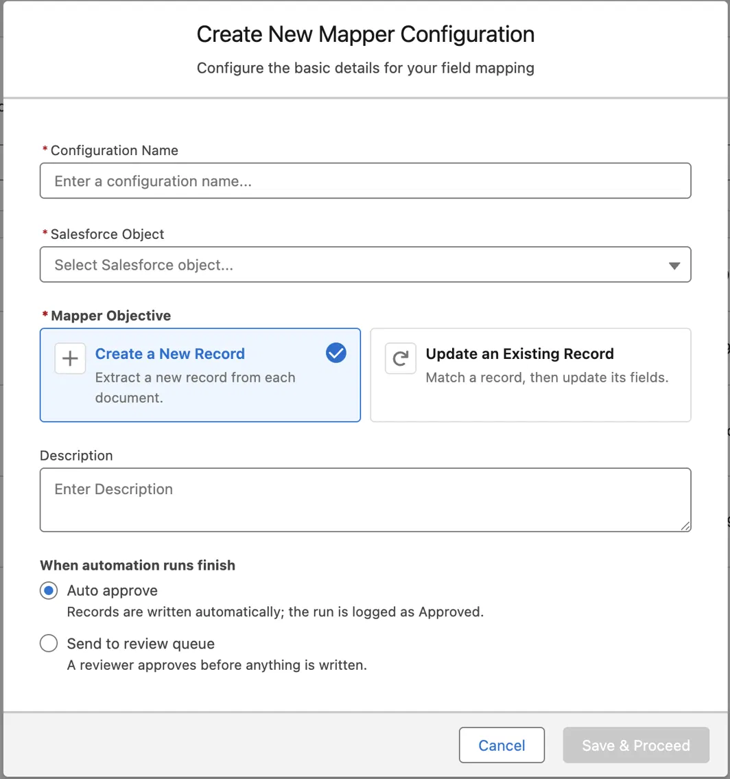 The Create New Mapper Configuration dialog