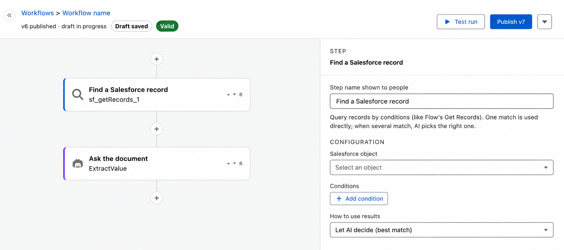The workflow list, showing published versions and the Edited badge.